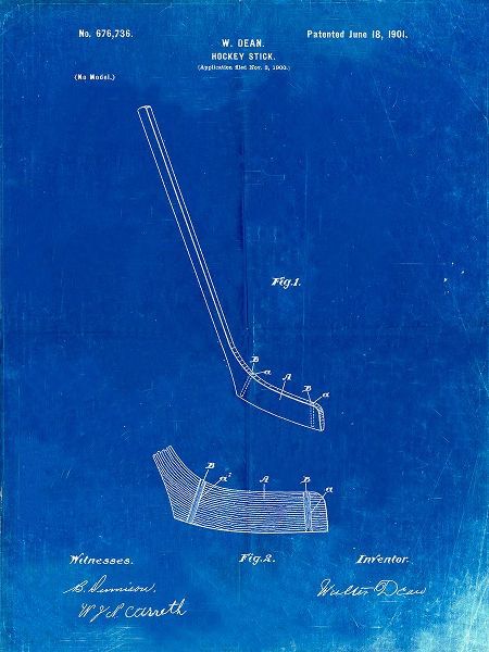 Borders, Cole 아티스트의 PP291-Faded Blueprint Hockey Stick Patent Poster작품입니다.