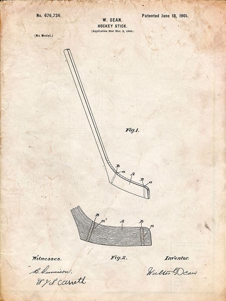 Borders, Cole 아티스트의 PP291-Vintage Parchment Hockey Stick Patent Poster작품입니다.