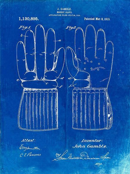 Borders, Cole 아티스트의 PP292-Faded Blueprint Vintage Hockey Glove Patent Poster작품입니다.