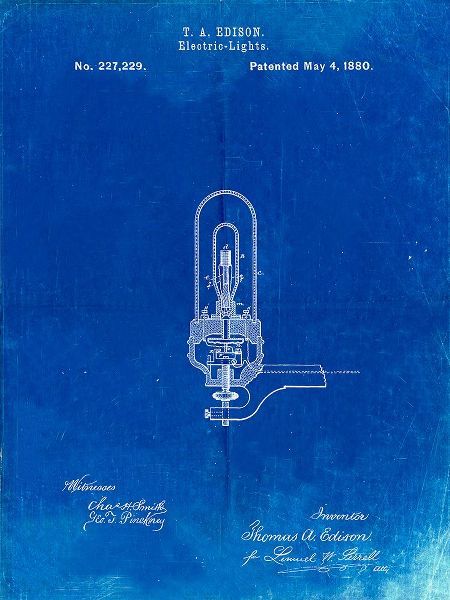 Borders, Cole 아티스트의 PP296-Faded Blueprint Edison Light Bulb Poster작품입니다.