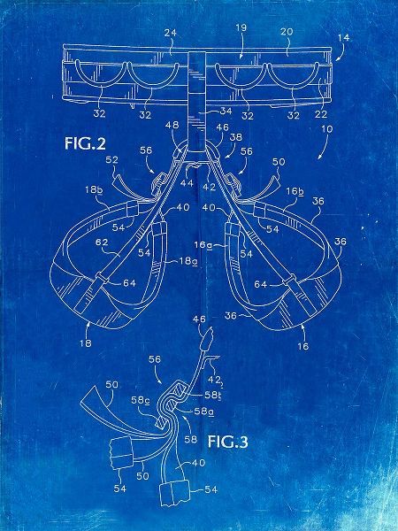 Borders, Cole 아티스트의 PP297-Faded Blueprint Rock Climbing Harness Patent Poster작품입니다.