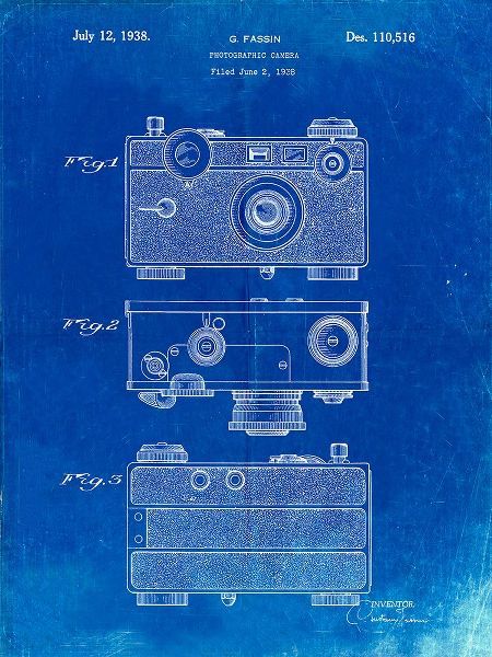 Borders, Cole 아티스트의 PP299-Faded Blueprint Argus C Camera Patent Poster작품입니다.