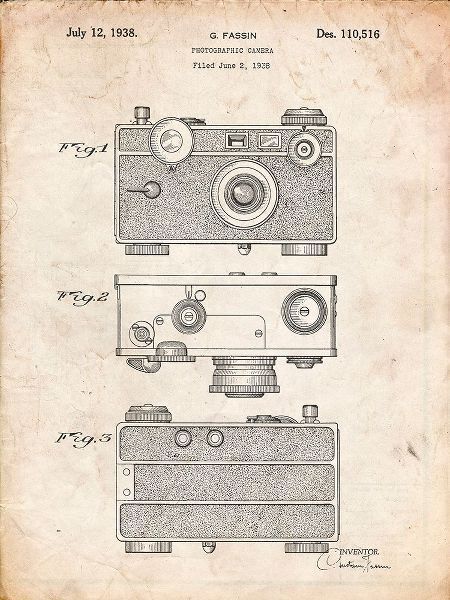 Borders, Cole 아티스트의 PP299-Vintage Parchment Argus C Camera Patent Poster작품입니다.