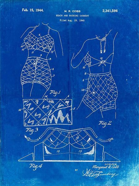Borders, Cole 아티스트의 PP325-Faded Blueprint Bathing Suit 1940 Poster작품입니다.
