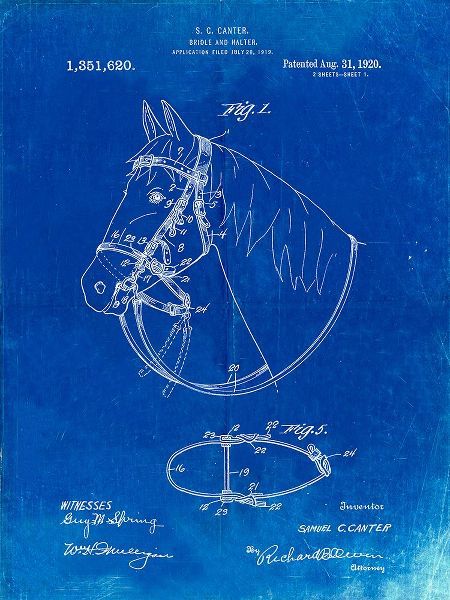 Borders, Cole 아티스트의 PP338-Faded Blueprint Bridle and Halter Patent Poster작품입니다.