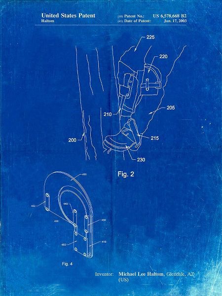 Borders, Cole 아티스트의 PP340-Faded Blueprint Pole Climber Knee Pads Patent Poster작품입니다.