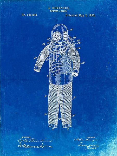 Borders, Cole 아티스트의 PP343-Faded Blueprint Hemenger Diving Armor Poster작품입니다.