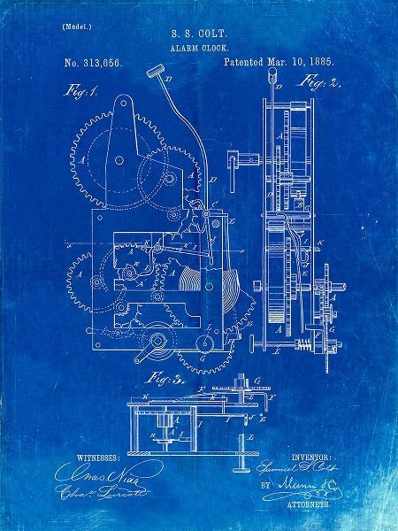 Borders, Cole 아티스트의 PP349-Faded Blueprint Vintage Alarm Clock Patent Poster작품입니다.