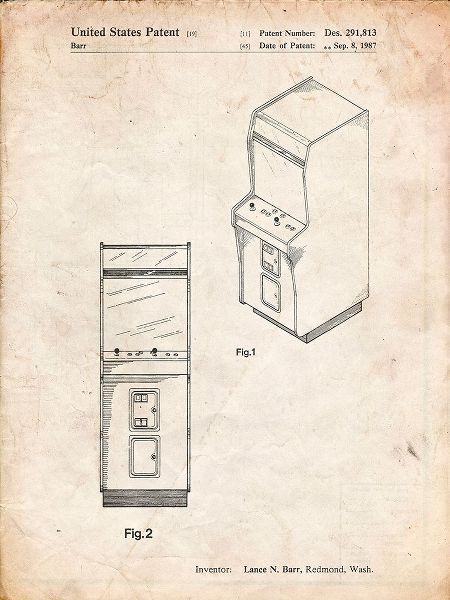 Borders, Cole 아티스트의 PP357-Vintage Parchment Arcade Game Cabinet Front Figure Patent Poster작품입니다.