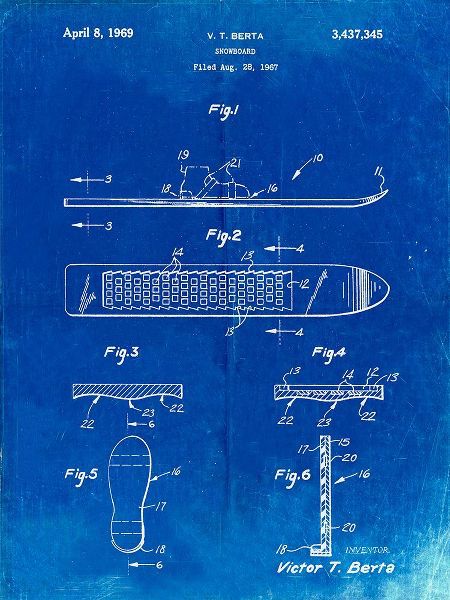 Borders, Cole 아티스트의 PP358-Faded Blueprint Berta Magnetic Boot Snowboard Patent Poster작품입니다.