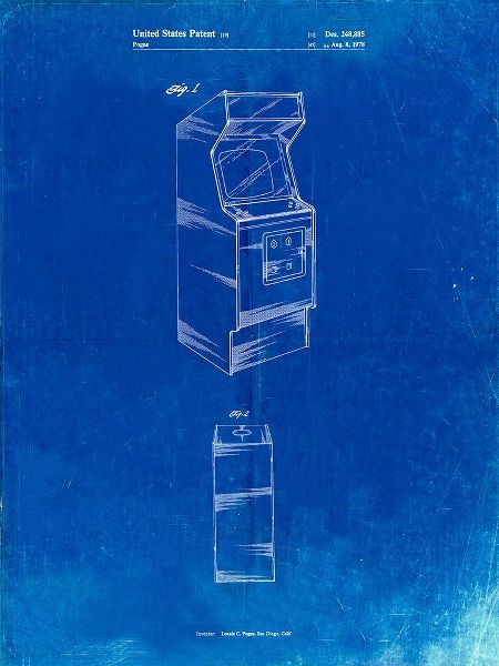 Borders, Cole 아티스트의 PP362-Faded Blueprint Arcade Game Cabinet Patent Poster작품입니다.