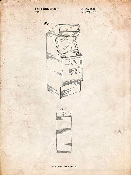 Borders, Cole 아티스트의 PP362-Vintage Parchment Arcade Game Cabinet Patent Poster작품입니다.