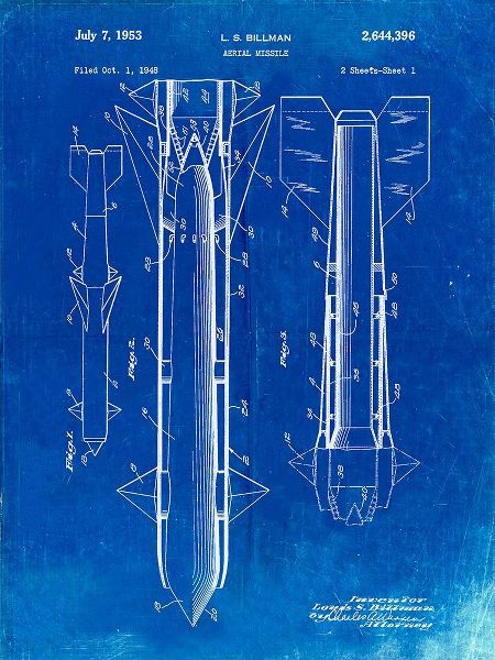 Borders, Cole 아티스트의 PP384-Faded Blueprint Aerial Missile Patent Poster작품입니다.