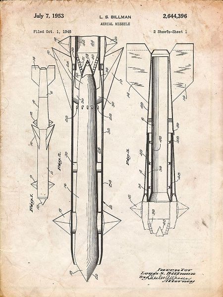 Borders, Cole 아티스트의 PP384-Vintage Parchment Aerial Missile Patent Poster작품입니다.