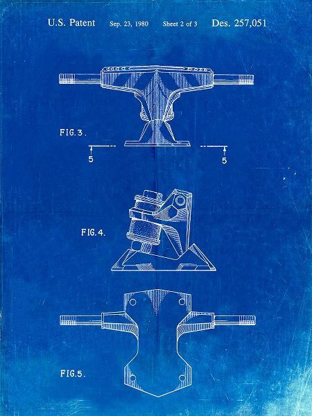 Borders, Cole 아티스트의 PP385-Faded Blueprint Skateboard Trucks Patent Poster작품입니다.