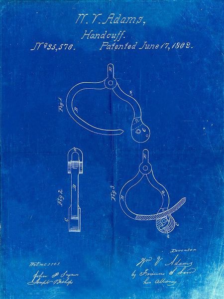 Borders, Cole 아티스트의 PP389-Faded Blueprint Vintage Police Handcuffs Patent Poster작품입니다.
