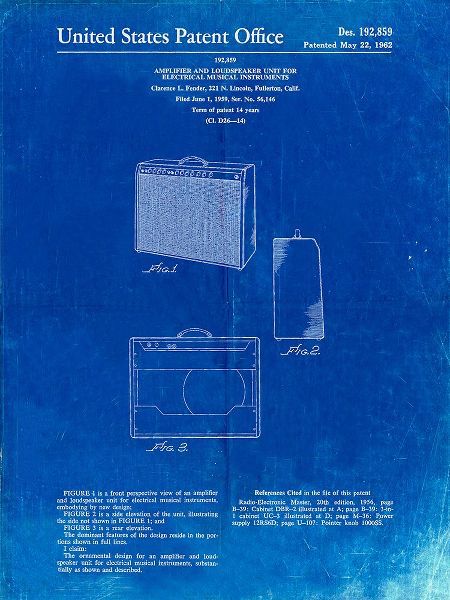 Borders, Cole 아티스트의 PP405-Faded Blueprint Fender 1962 Pro Amp Patent Poster작품입니다.