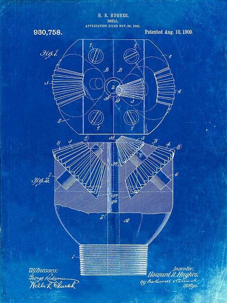Borders, Cole 아티스트의 PP410-Faded Blueprint Howard Hughes Oil Drill Patent Poster작품입니다.