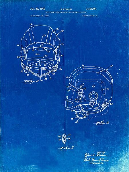 Borders, Cole 아티스트의 PP419-Faded Blueprint Face Mask Football Helmet 1965 Patent 작품입니다.