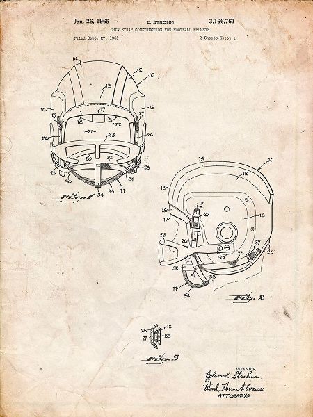 Borders, Cole 아티스트의 PP419-Vintage Parchment Face Mask Football Helmet 1965 Patent 작품입니다.