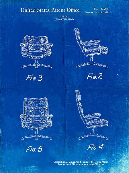 Borders, Cole 아티스트의 PP421-Faded Blueprint Eames Upholstered Chair Patent Poster작품입니다.