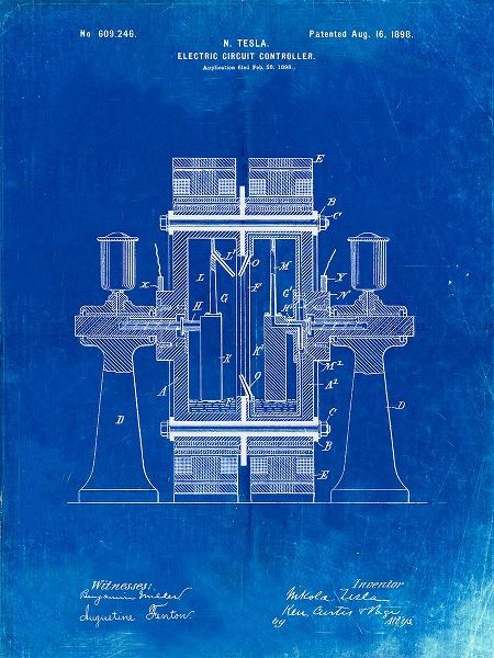 Borders, Cole 아티스트의 PP423-Faded Blueprint Tesla Electric Circuit Controller Poster작품입니다.