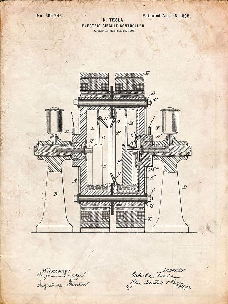 Borders, Cole 아티스트의 PP423-Vintage Parchment Tesla Electric Circuit Controller Poster작품입니다.