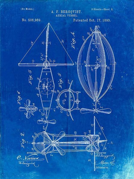 Borders, Cole 아티스트의 PP426-Faded Blueprint Aerial Vessel Patent Poster작품입니다.