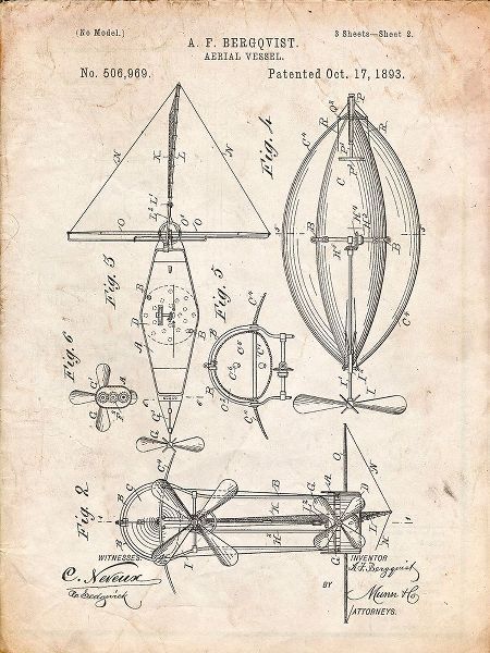 Borders, Cole 아티스트의 PP426-Vintage Parchment Aerial Vessel Patent Poster작품입니다.