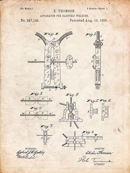 Borders, Cole 아티스트의 PP428-Vintage Parchment Electric Welding Machine 1886 Patent Poster작품입니다.