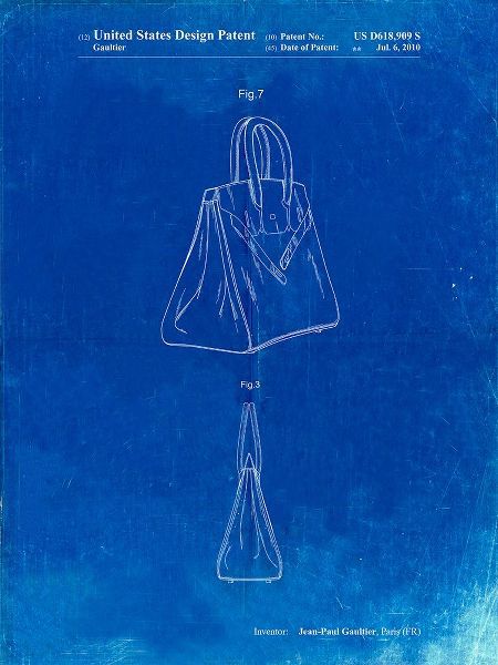 Borders, Cole 아티스트의 PP430-Faded Blueprint Jean Paul Gaultier Handbag Patent Poster작품입니다.