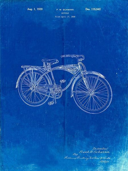 Borders, Cole 아티스트의 PP446-Faded Blueprint Schwinn 1939 BC117 Bicycle Patent Poster작품입니다.