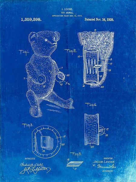 Borders, Cole 아티스트의 PP452-Faded Blueprint Whistle Teddy Bear 1919 Patent Poster작품입니다.