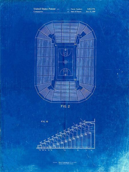 Borders, Cole 아티스트의 PP453-Faded Blueprint Retractable Arena Seating Patent Poster작품입니다.