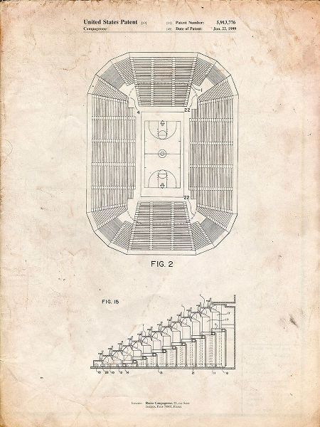 Borders, Cole 아티스트의 PP453-Vintage Parchment Retractable Arena Seating Patent Poster작품입니다.
