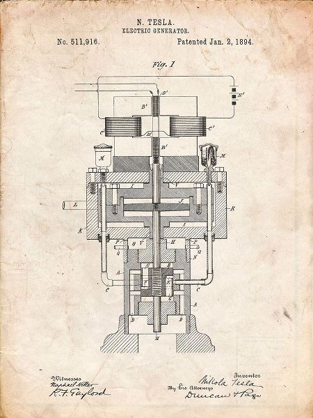Borders, Cole 아티스트의 PP463-Vintage Parchment Tesla Electric Generator Poster작품입니다.