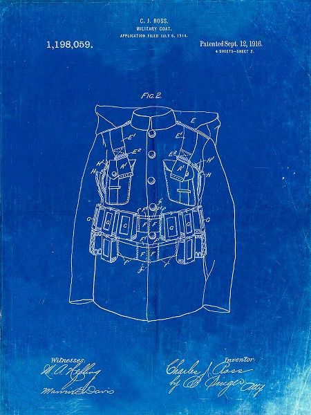 Borders, Cole 아티스트의 PP465-Faded Blueprint World War 1 Military Coat Patent Poster작품입니다.