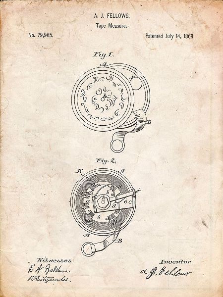 Borders, Cole 아티스트의 PP468-Vintage Parchment Tape Measure 1868 Patent Poster작품입니다.