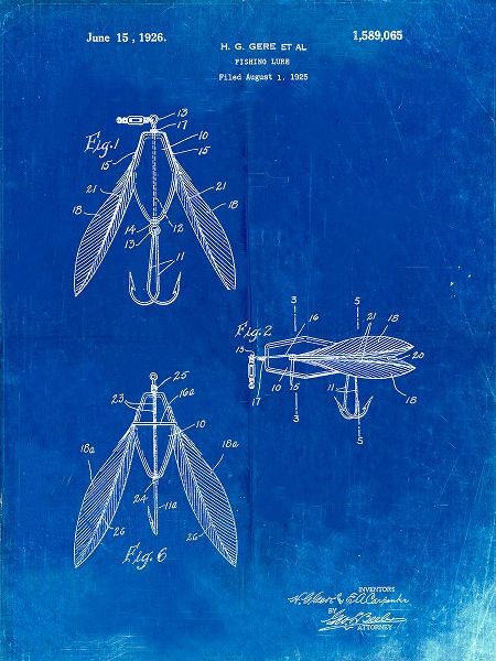 Borders, Cole 아티스트의 PP476-Faded Blueprint Surface Fishing Lure Patent Poster작품입니다.