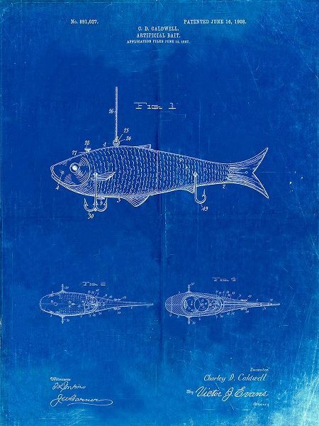 Borders, Cole 아티스트의 PP485-Faded Blueprint Fishing Artificial Bait Poster작품입니다.