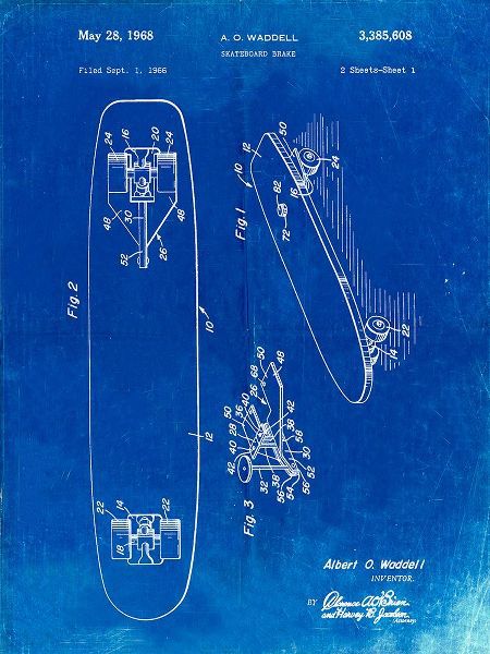 Borders, Cole 아티스트의 PP492-Faded Blueprint Skateboard Brake Patent Poster작품입니다.