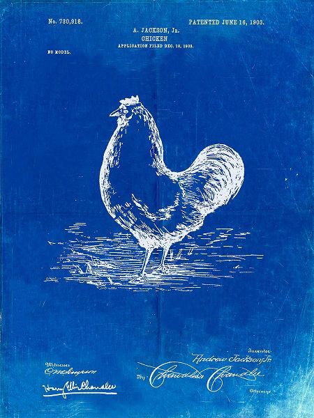 Borders, Cole 아티스트의 PP497-Faded Blueprint Chicken Patent Poster작품입니다.