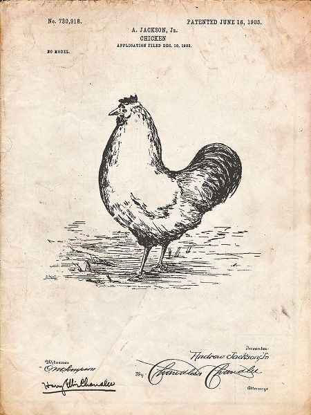 Borders, Cole 아티스트의 PP497-Vintage Parchment Chicken Patent Poster작품입니다.