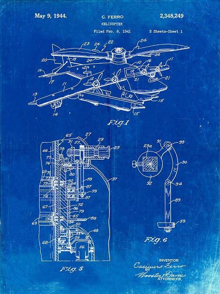Borders, Cole 아티스트의 PP500-Faded Blueprint Early Helicopter Patent Poster작품입니다.