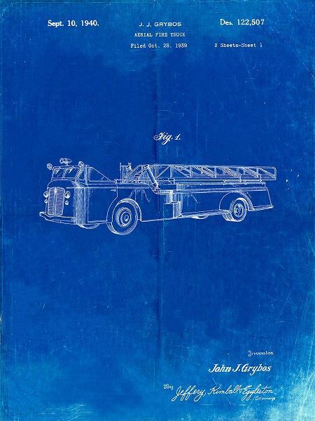 Borders, Cole 아티스트의 PP506-Faded Blueprint Firetruck 1940 Patent Poster작품입니다.
