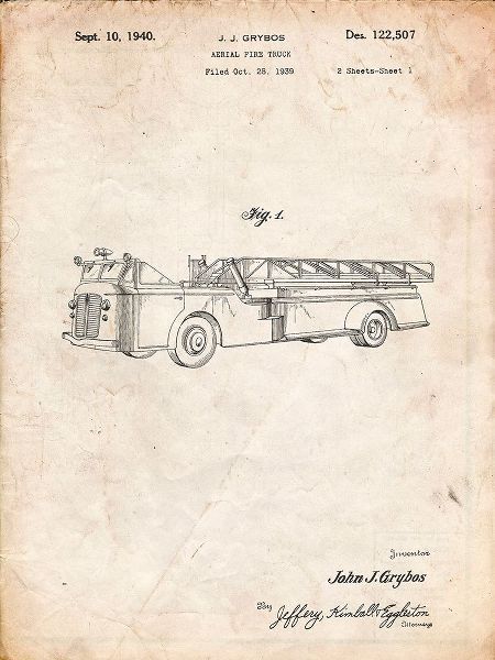 Borders, Cole 아티스트의 PP506-Vintage Parchment Firetruck 1940 Patent Poster작품입니다.