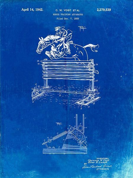Borders, Cole 아티스트의 PP507-Faded Blueprint Equestrian Training Oxer Patent Poster작품입니다.