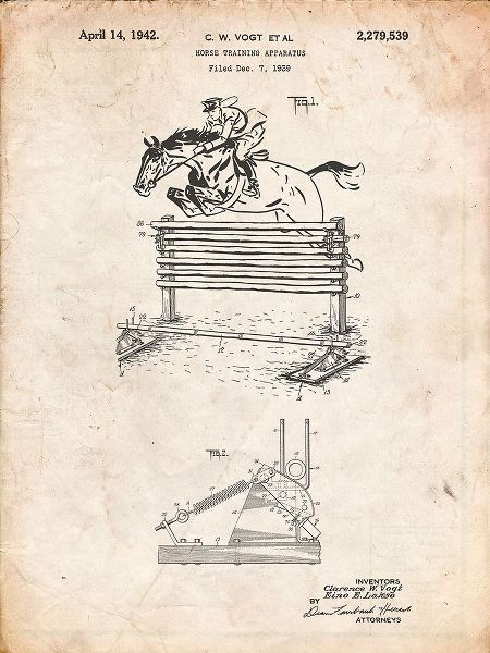 Borders, Cole 아티스트의 PP507-Vintage Parchment Equestrian Training Oxer Patent Poster작품입니다.