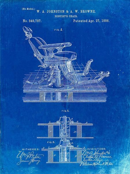 Borders, Cole 아티스트의 PP510-Faded Blueprint Dentist Chair Patent Poster작품입니다.