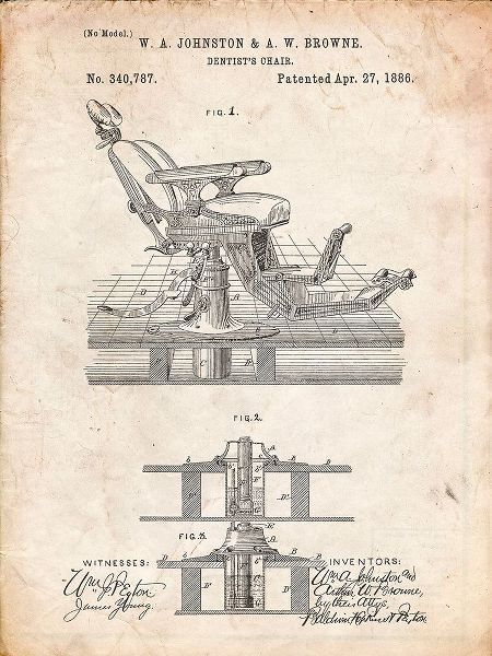 Borders, Cole 아티스트의 PP510-Vintage Parchment Dentist Chair Patent Poster작품입니다.